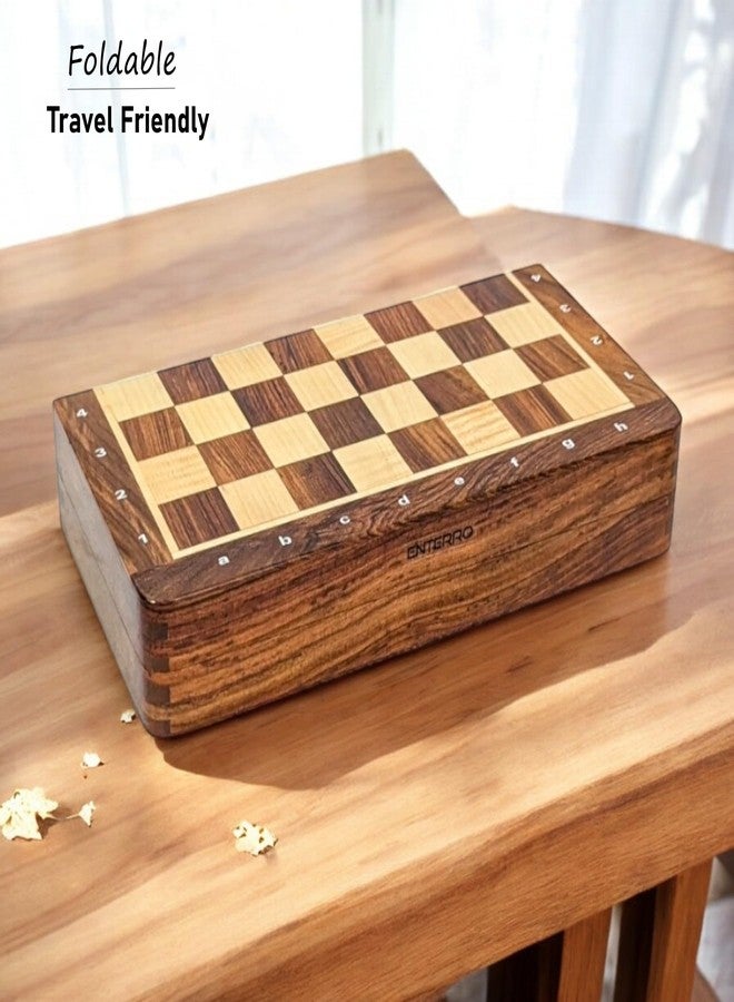 ENTERRO Wooden Chess Board Set 10" x 10" with NOTATIONS - Foldable Magnetic Wooden Chess Set with 2 Extra Queens - Image 5